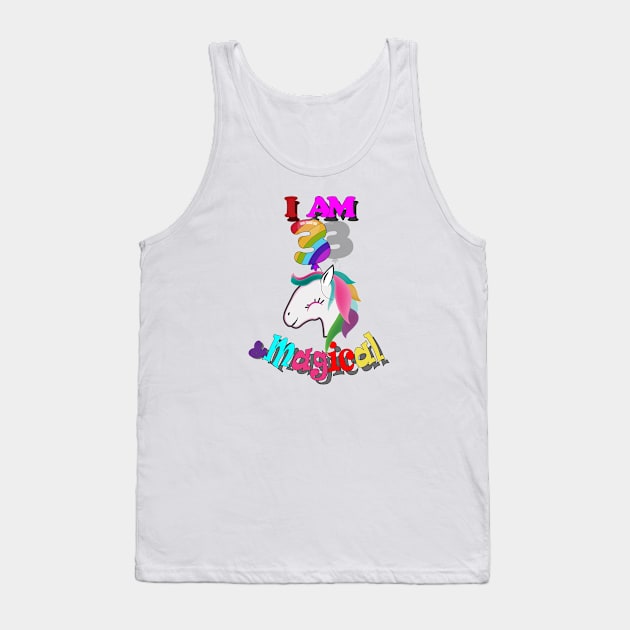 unicorn 3th birthday: I am 3 and magical Tank Top by bratshirt